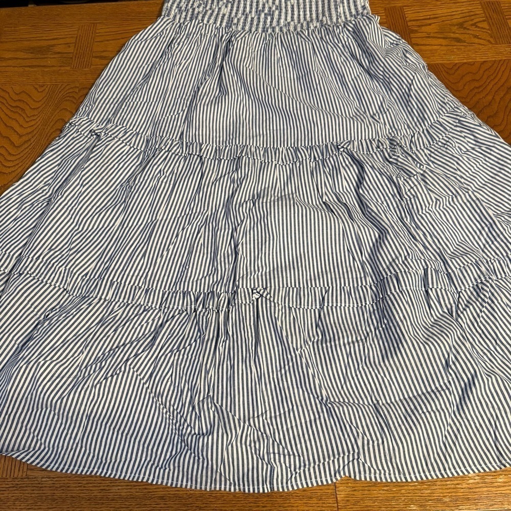 NEW Sugarlips Katie Striped Smocked Bodice Tiered Midi Dress Sz XL Milkmaid Chic - Picture 7 of 16
